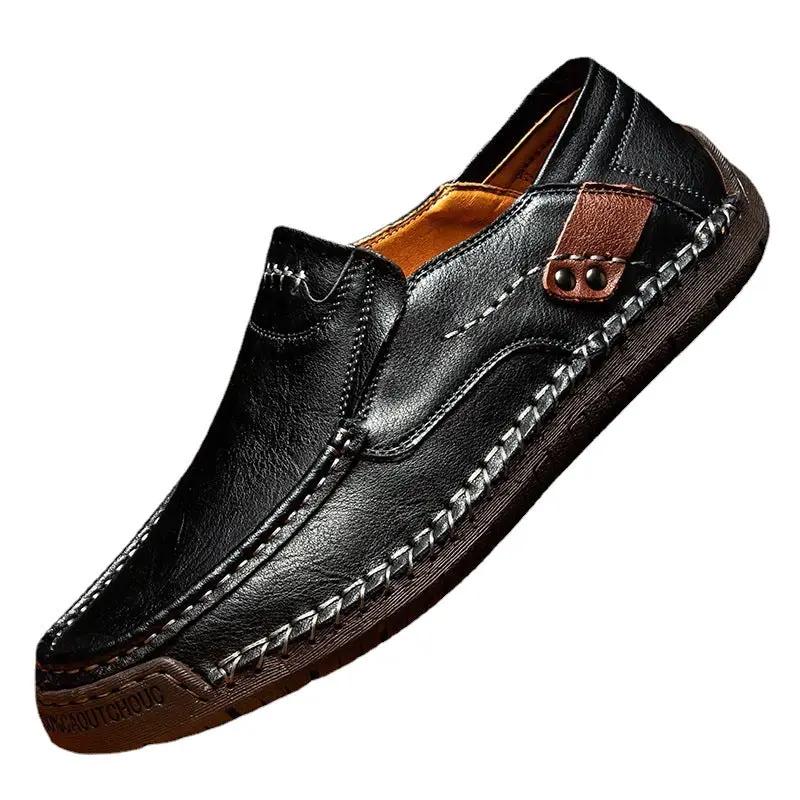Meridian Hand Stitched Men's Outdoor Casual Shoes, black leather, AdTec