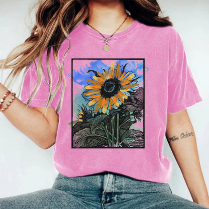 Camiseta estampada lavada y usada