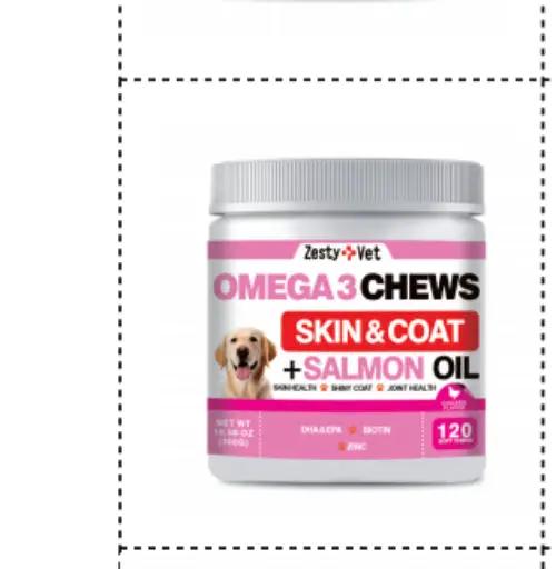 Omega-3 Chews Skin & Coat + Salmon Oil dog supplement jar AdTec