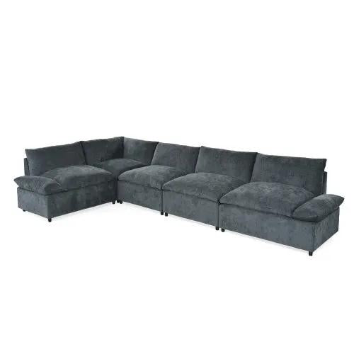 LuneluX_Home – 115.5" Modular Deep Gray Sectional Sofa with Storage &
