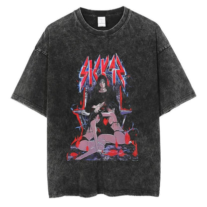 Anime Naruto Pattern T-shirt Harajuku Washed T-shirt