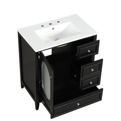 30" Bathroom Vanity with Sink, Bathroom Vanity Cabinet with Three Drawers and Door by eprolo