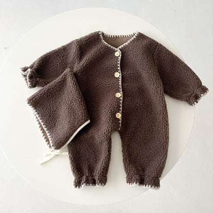 Combinaison une pièce bébé à doublure polaire style western, barboteuse longue