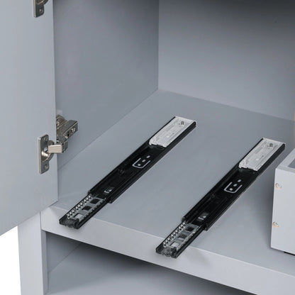 30" Bathroom Vanity with Sink, Multi-functional Bathroom Cabinet with Doors and Drawers, Solid Frame and MDF Board, Grey by eprolo