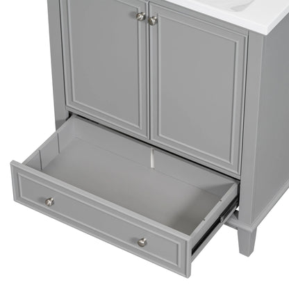 30inchgrey Bathroom Vanity with Sink ComboMulti-functional Bathroom Cabinet with Doors and Drawer Solid Frame and MDF Board by eprolo