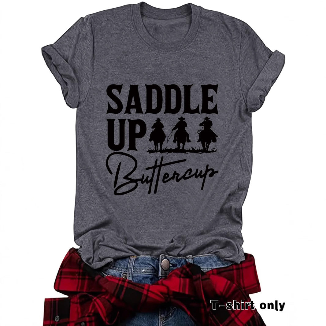 Camisa vaquera de manga corta estilo Western