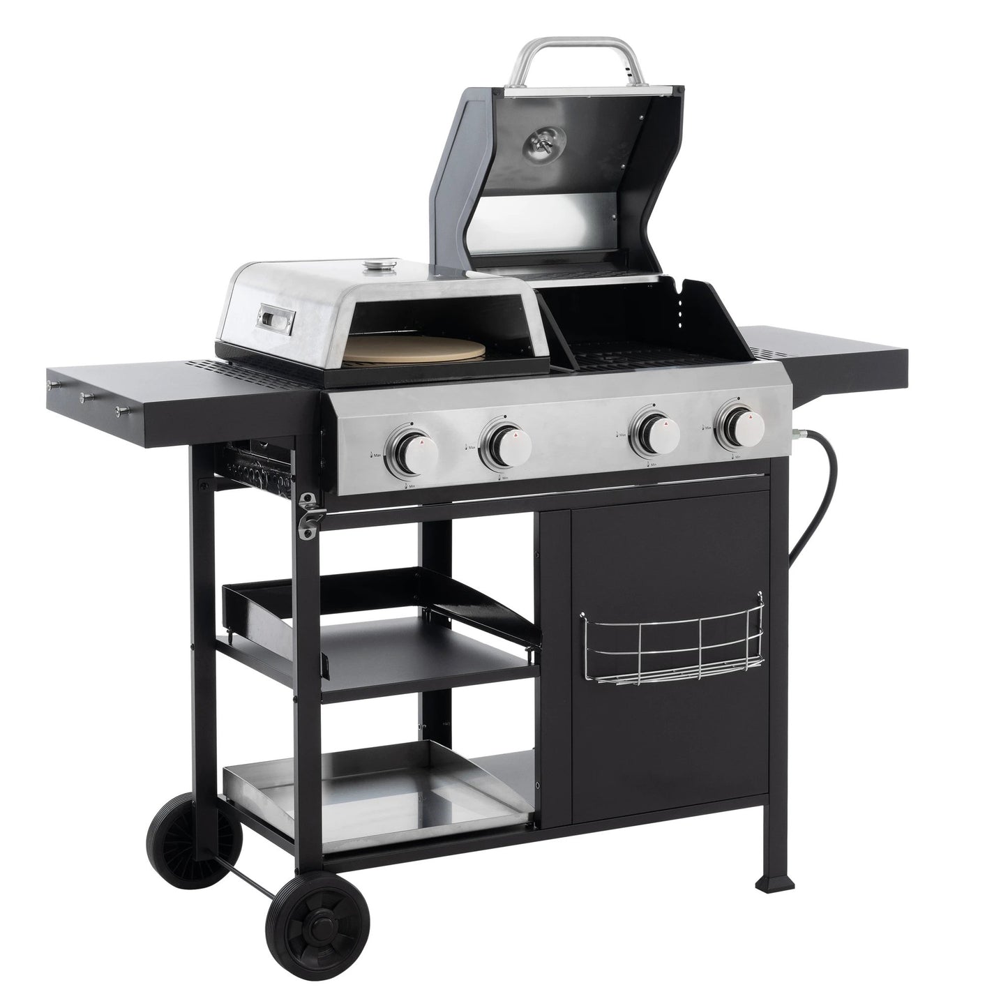 2+2 multifunctional gas barbecue grill and covered grill combination for outdoor cooking - barbecue, barbecue, pizza. by eprolo