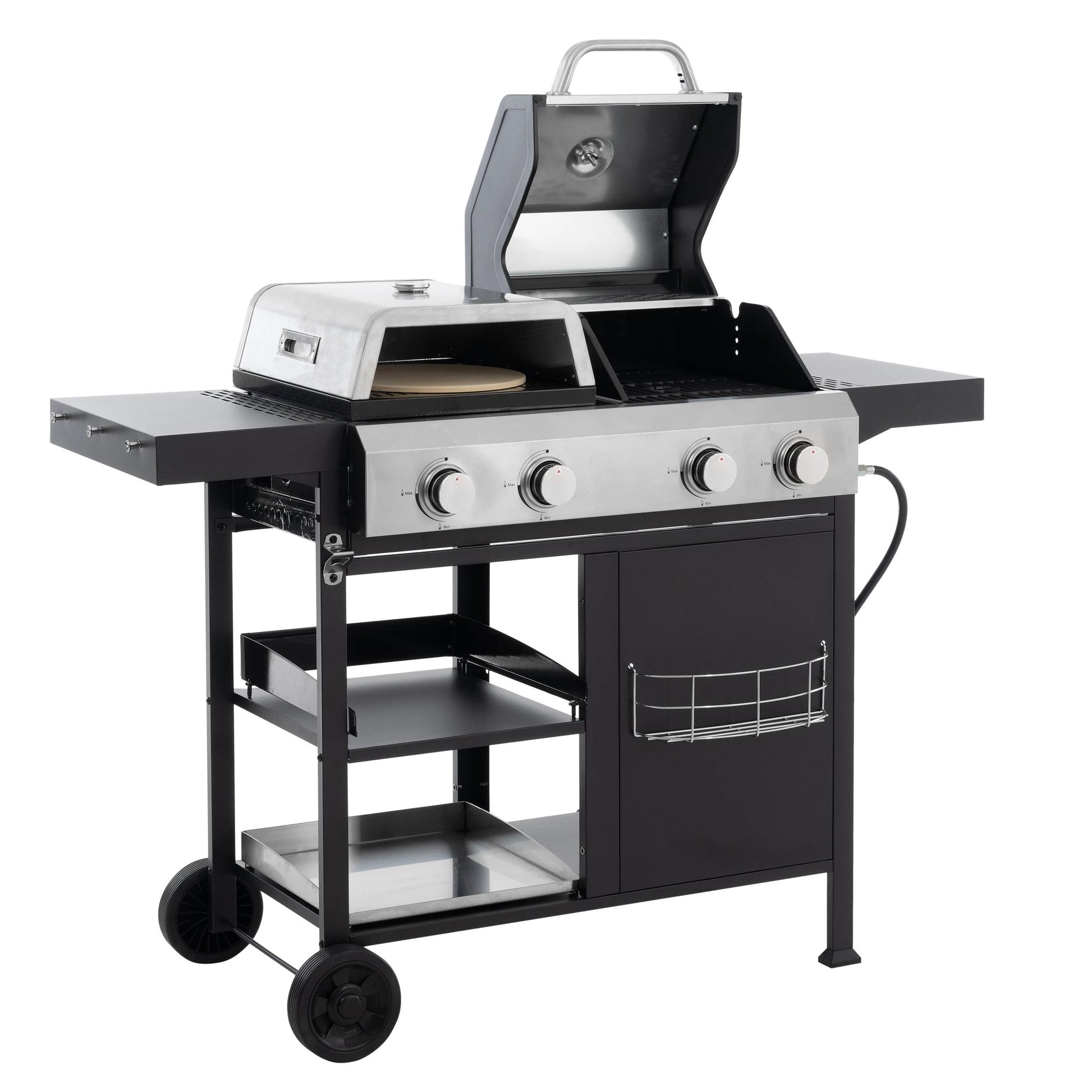 2+2 multifunctional gas barbecue grill and covered grill combination for outdoor cooking - barbecue, barbecue, pizza. by eprolo