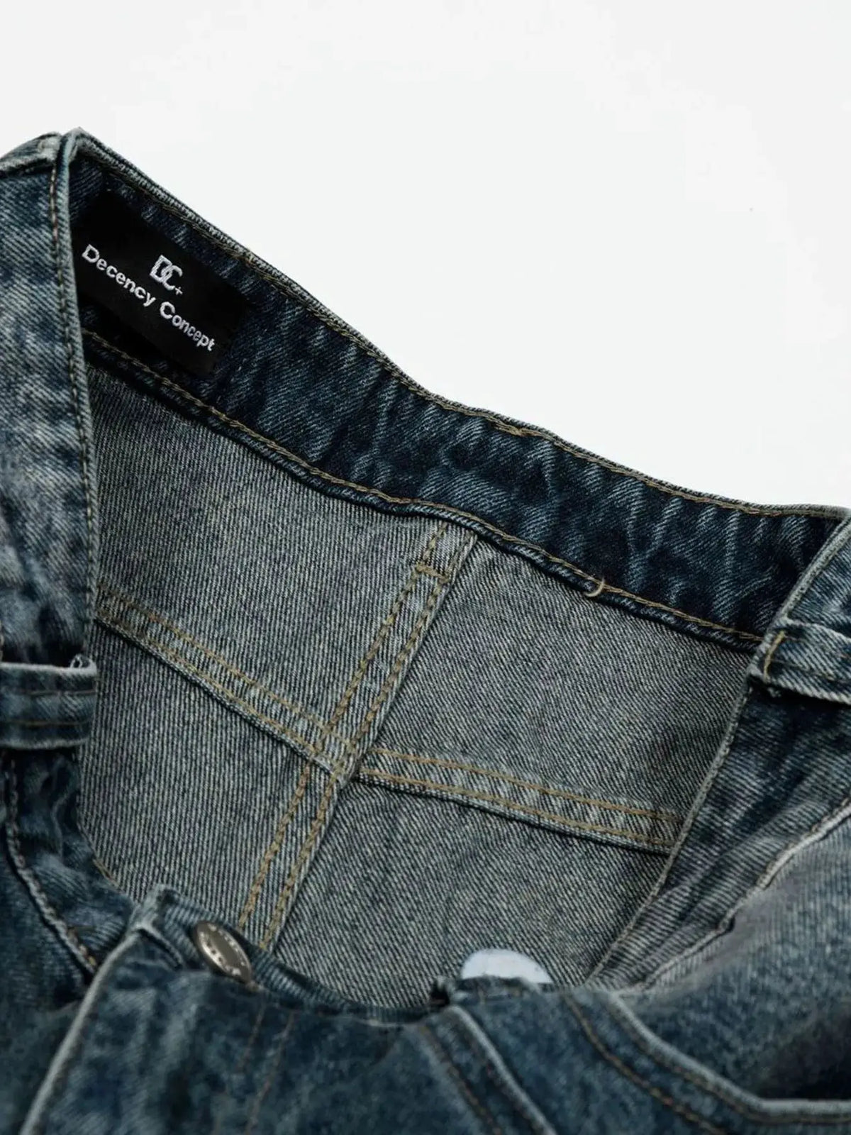 Men's relaxed wide-leg denim shorts in soft washed cotton; blue denim fabric with visible topstitching and pockets