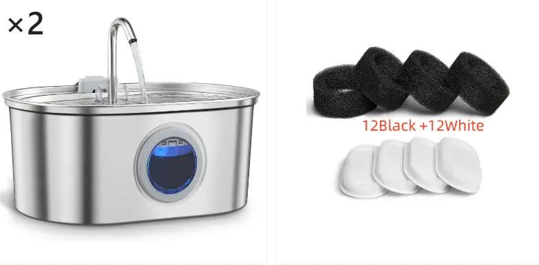 Water Feeder Stainless Steel Pet Water Dispenser by AdTec, blue glow, 2 units