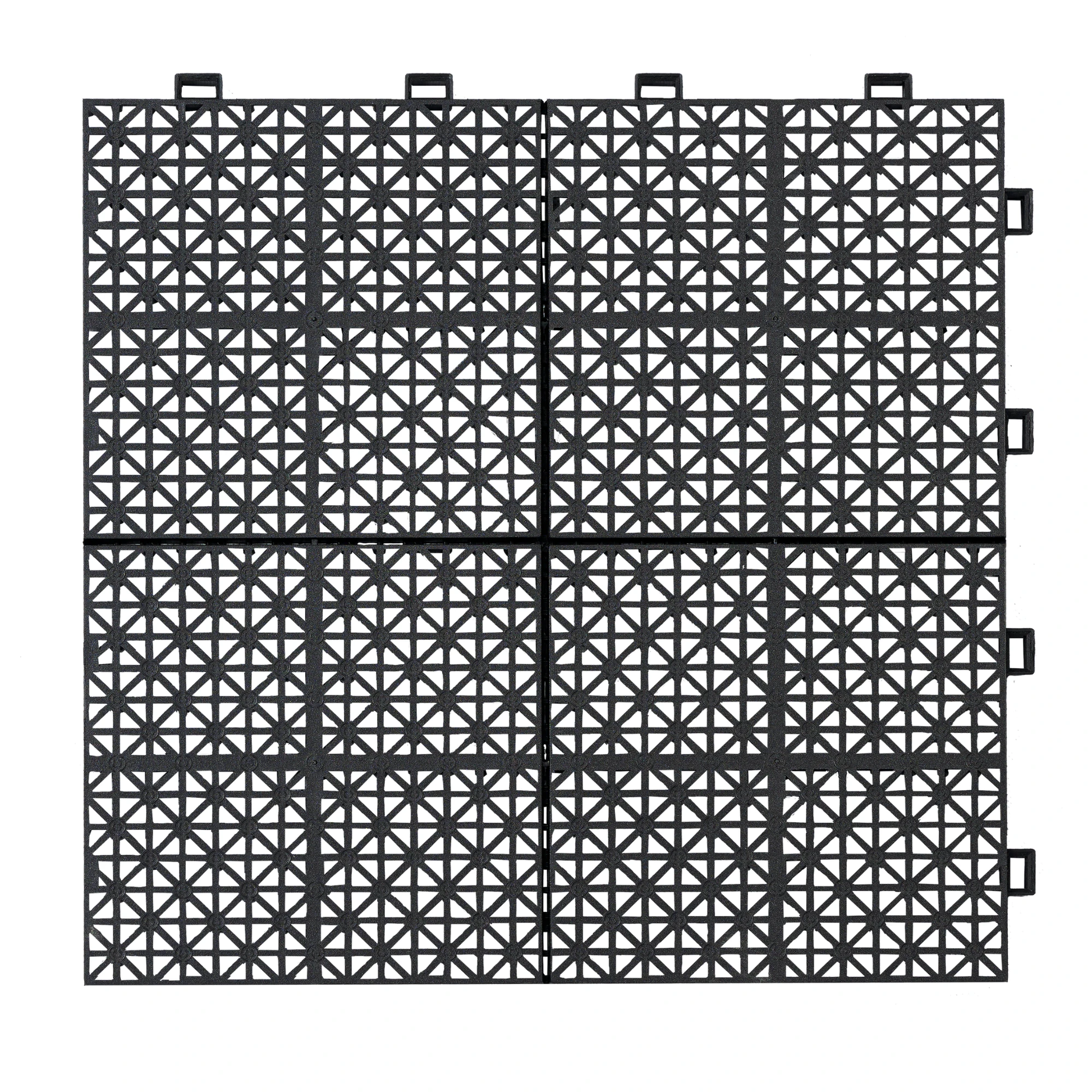 12 x 12 inch black interlocking deck tiles, plastic waterproof, weighing up to 6613 pounds, with a rose pattern pack of 12 by eprolo