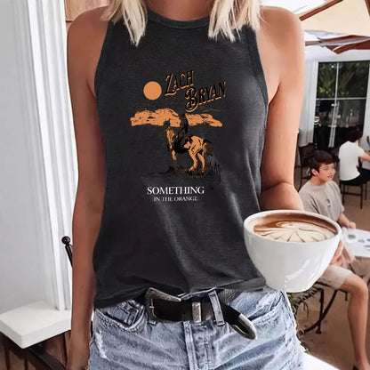 Western denim printed vest