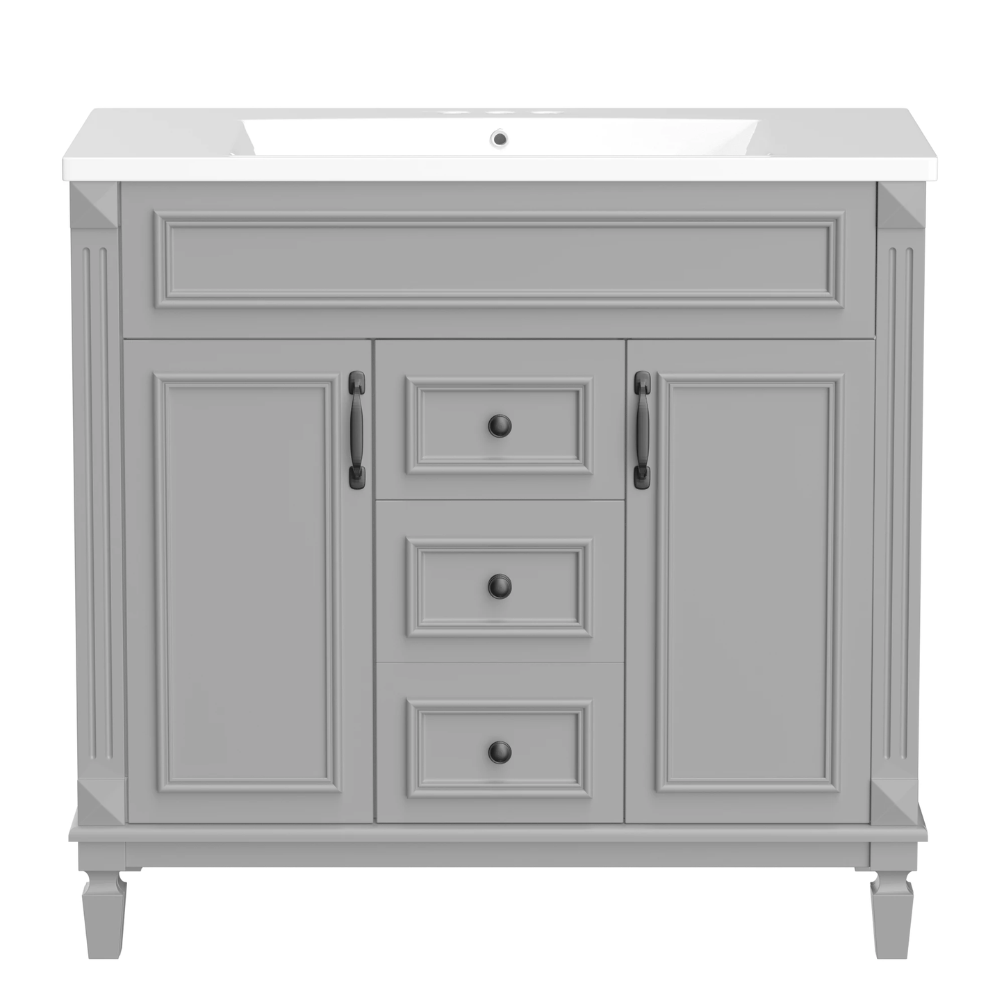 36'' Bathroom Vanity with Top Sink, Modern Bathroom Storage Cabinet with 2 Soft Closing Doors and 2 Drawers, Single Sink Bathroo by eprolo