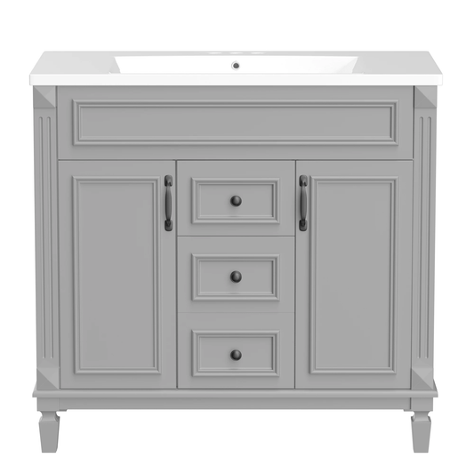 36'' Bathroom Vanity with Top Sink, Modern Bathroom Storage Cabinet with 2 Soft Closing Doors and 2 Drawers, Single Sink Bathroo by eprolo