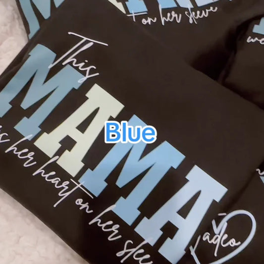 Hoodie by AdTec in black with bold blue and white graphic print, custom hot-stamping design.