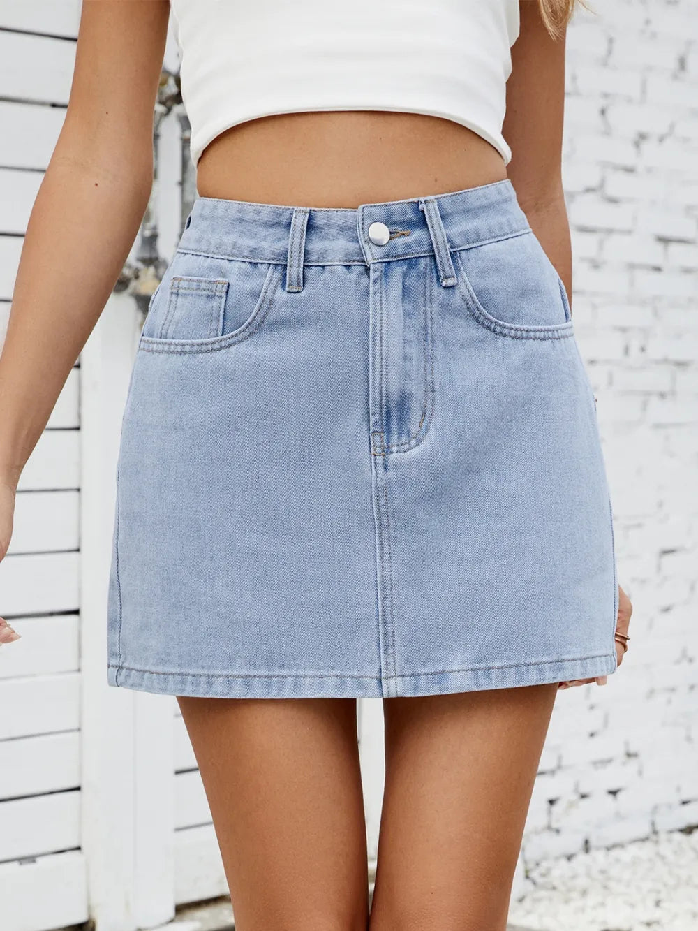 Mini-jupe en jean unie