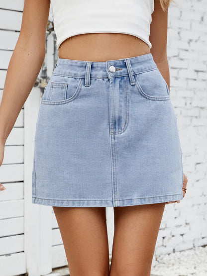 Mini-jupe en jean unie