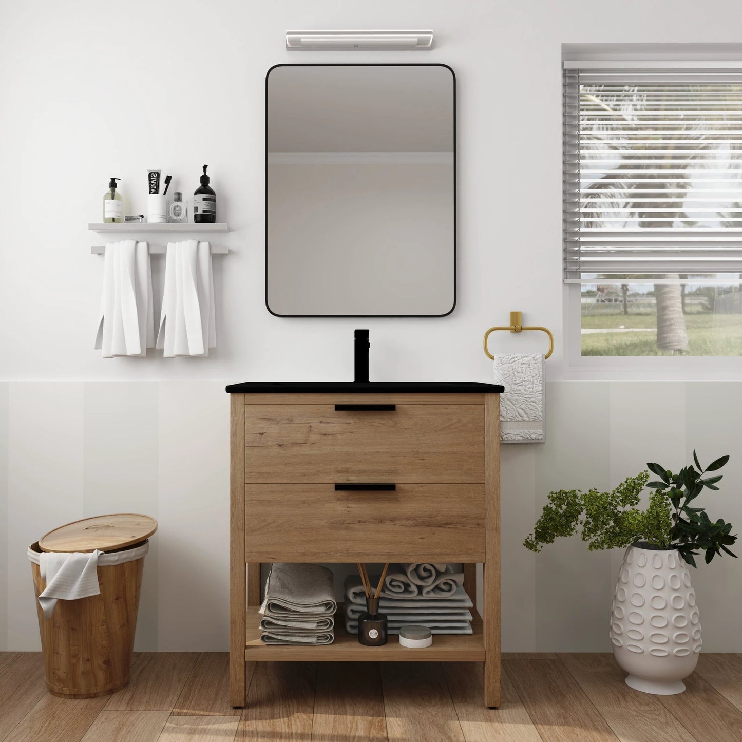 30 Inch Bathroom Vanity Plywood With 2 Drawers(BVB01030IMO-BL9075BK) by eprolo