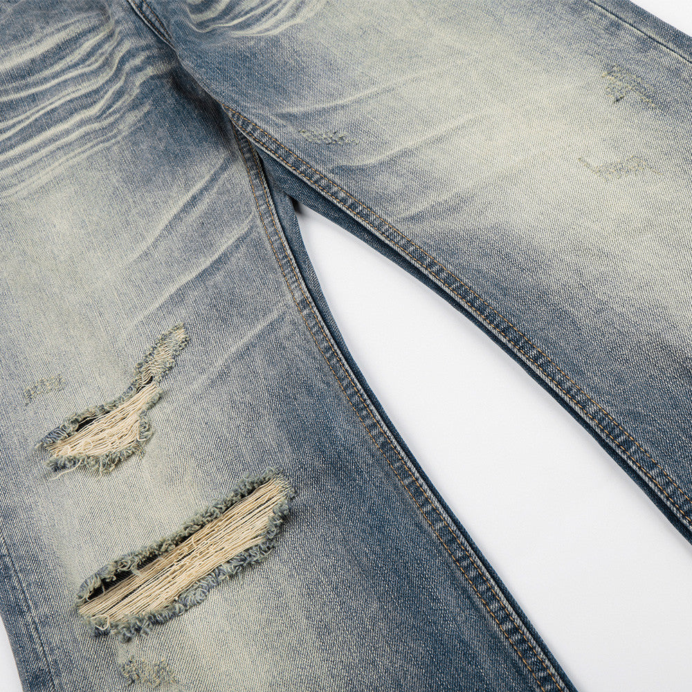 Micro-pantalon en jean délavé et déchiré