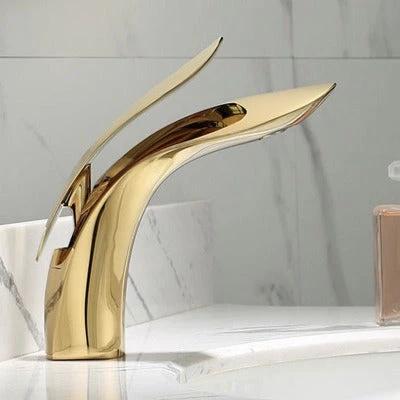 Light luxury all copper mesh red rose gold washbasin under the sink, basin faucet, light luxury style, simple and creative faucet, bathroom by eprolo