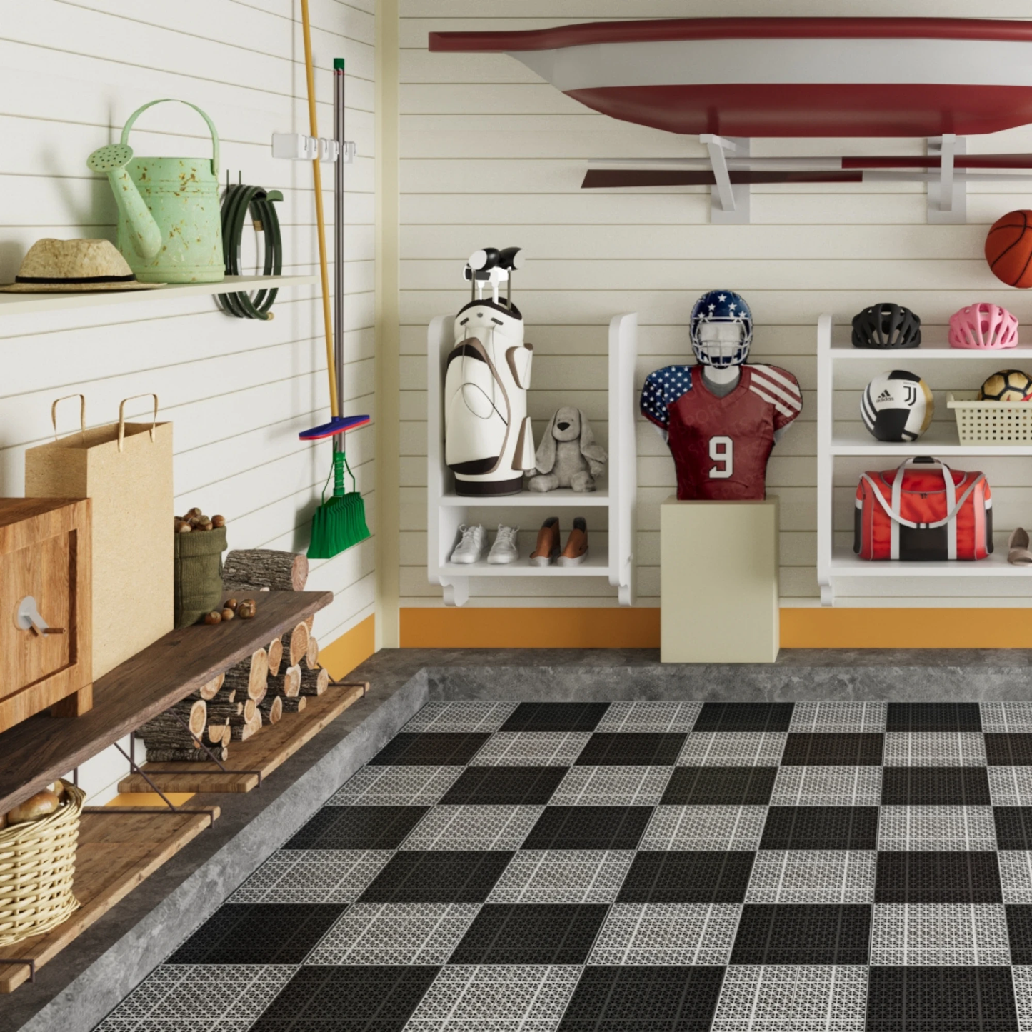 12 x 12 inch gray interlocking deck tiles, plastic waterproof, weighing up to 6613 pounds, with a rose pattern pack of 12 by eprolo