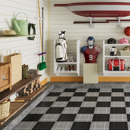 12 x 12 inch gray interlocking deck tiles, plastic waterproof, weighing up to 6613 pounds, with a rose pattern pack of 12 by eprolo