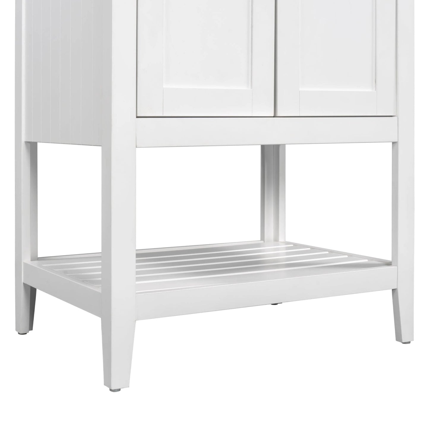 24" White Modern Sleek Bathroom Vanity Elegant Ceramic Sink with Solid Wood Frame Open Style Shelf by eprolo