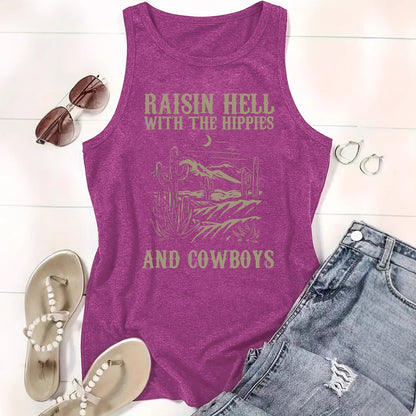 Western denim printed vest