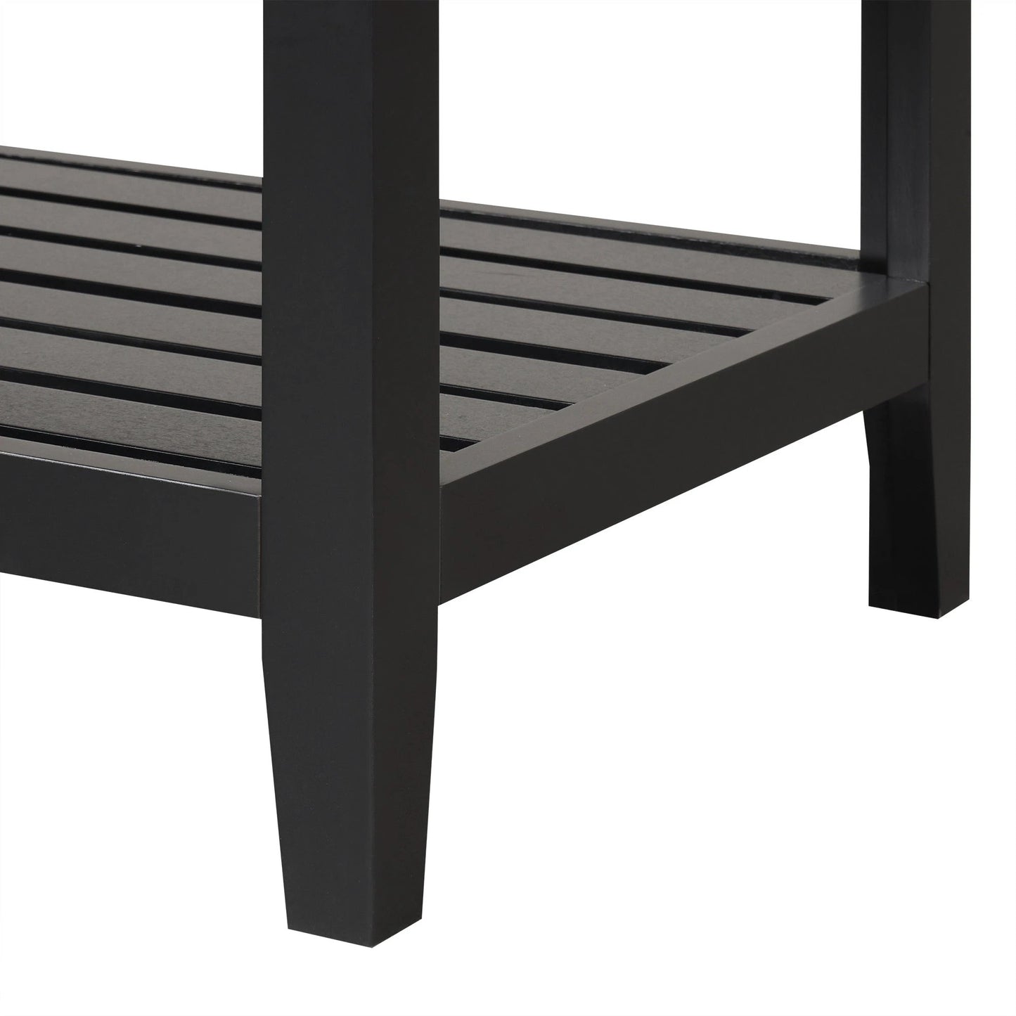 24" Black Modern Sleek Bathroom Vanity Elegant Ceramic Sink with Solid Wood Frame Open Style Shelf by eprolo