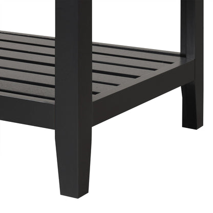 24" Black Modern Sleek Bathroom Vanity Elegant Ceramic Sink with Solid Wood Frame Open Style Shelf by eprolo