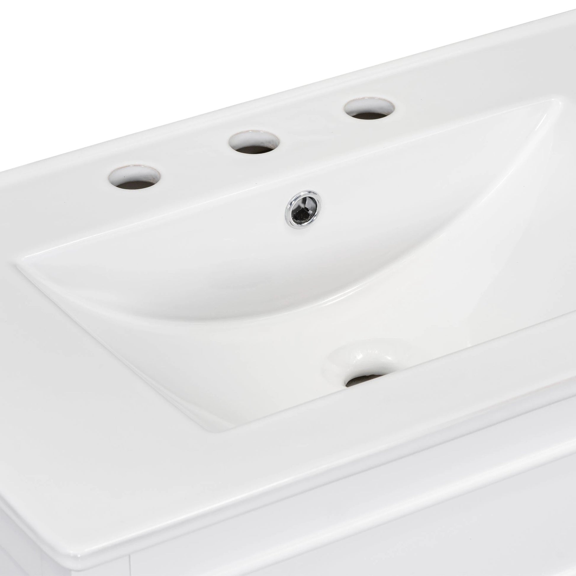 30" Bathroom Vanity with Sink Top, Bathroom Vanity Cabinet with Door and Two Drawers, Solid Wood Frame, One Package, White by eprolo