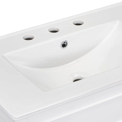 30" Bathroom Vanity with Sink Top, Bathroom Vanity Cabinet with Door and Two Drawers, Solid Wood Frame, One Package, White by eprolo