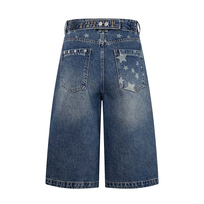 Short en jean orné d'étoiles