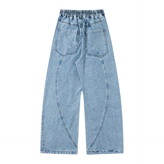 Jean en denim délavé brodé