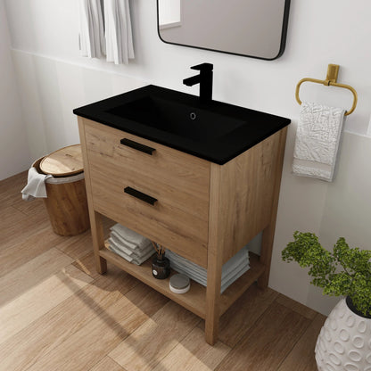 30 Inch Bathroom Vanity Plywood With 2 Drawers(BVB01030IMO-BL9075BK) by eprolo