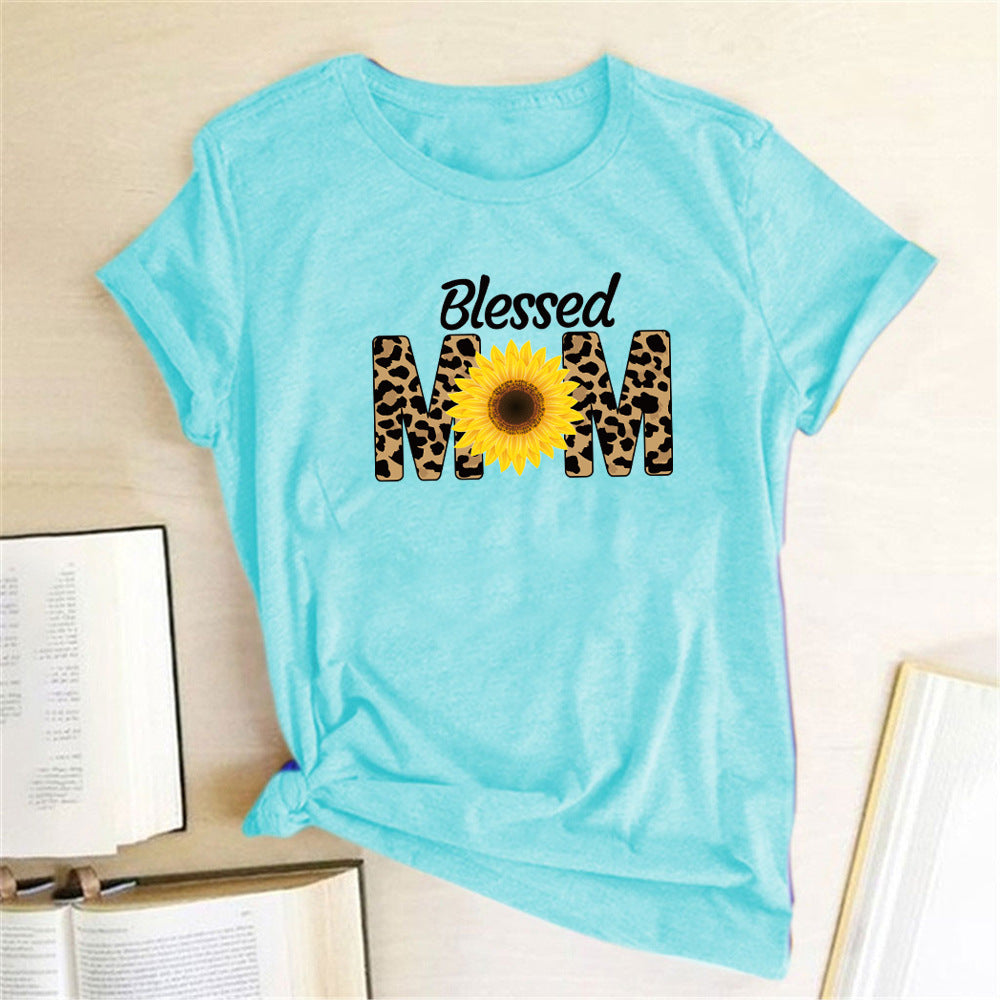 Camiseta Estampado Girasol Mujer Verano Moda Casual Señora