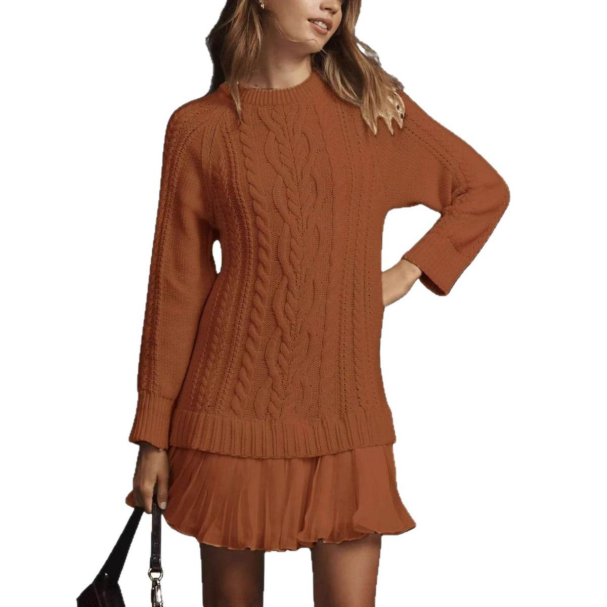 Pull en maille confortable et décontracté à motif torsadé pour femme
