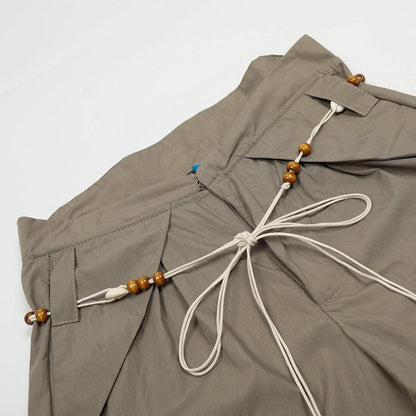 Beaded Woven Waistband Workwear Casual Pants by eprolo