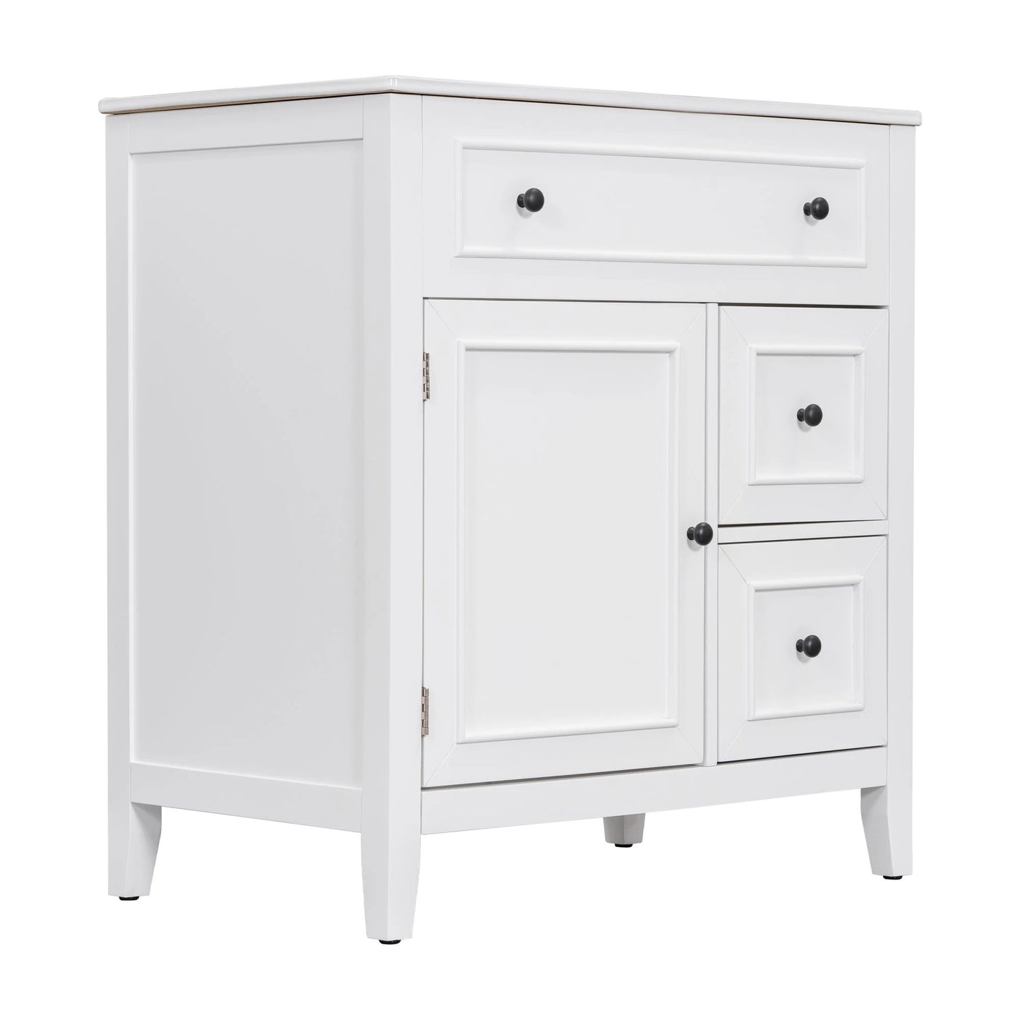 30" Bathroom Vanity with Sink Top, Bathroom Vanity Cabinet with Door and Two Drawers, Solid Wood Frame, One Package, White by eprolo
