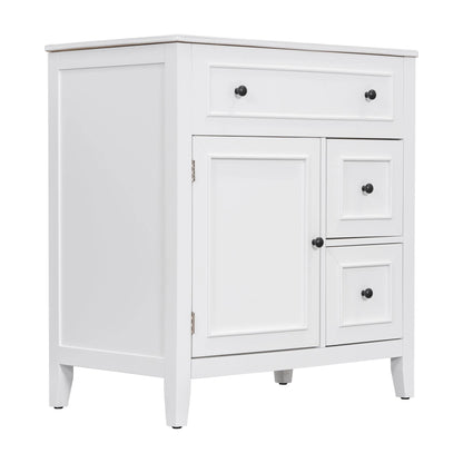 30" Bathroom Vanity with Sink Top, Bathroom Vanity Cabinet with Door and Two Drawers, Solid Wood Frame, One Package, White by eprolo