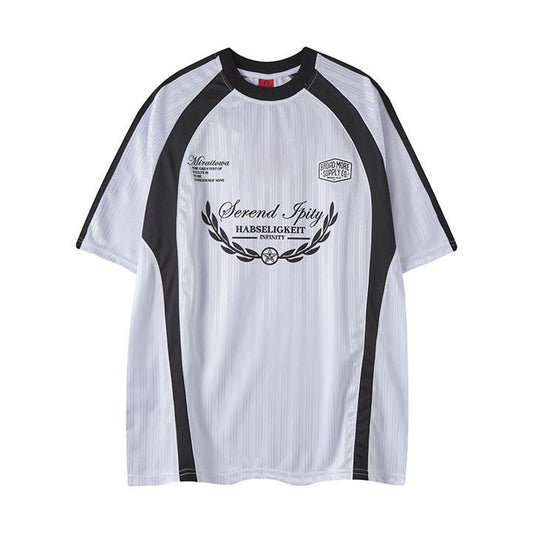 Contrast striped sports short sleeved T-shirt