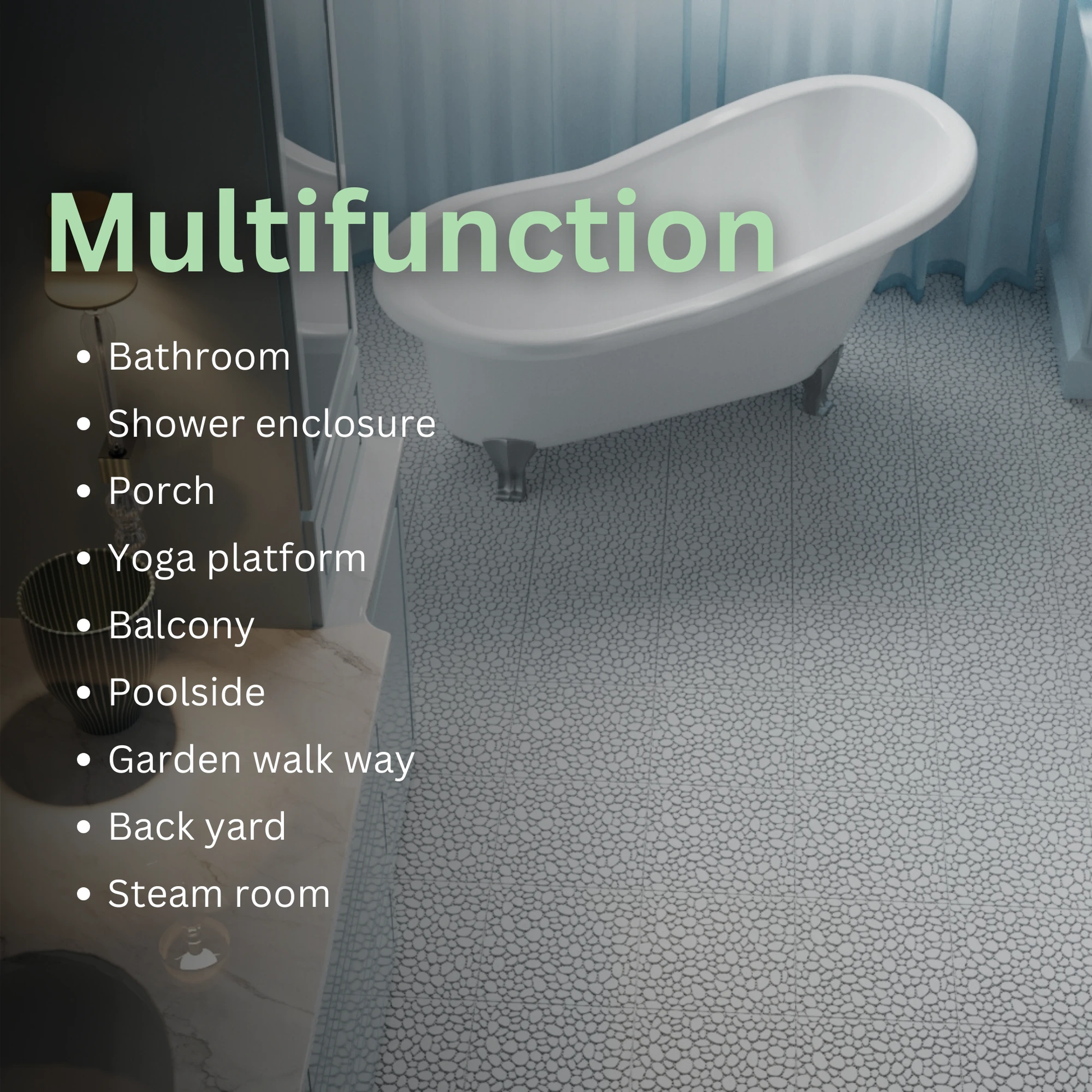 12 x 12 inch gray interlocking deck tiles, plastic waterproof pebble pattern, pack of 12 pieces by eprolo