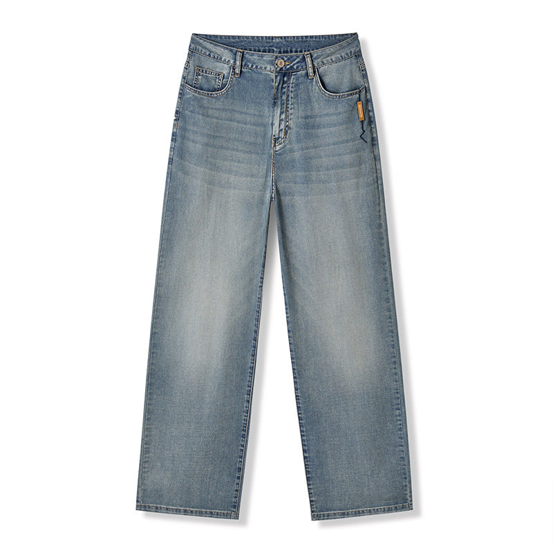 Pantalon droit ample tombé souple style jean Tencel Lyocell pour homme