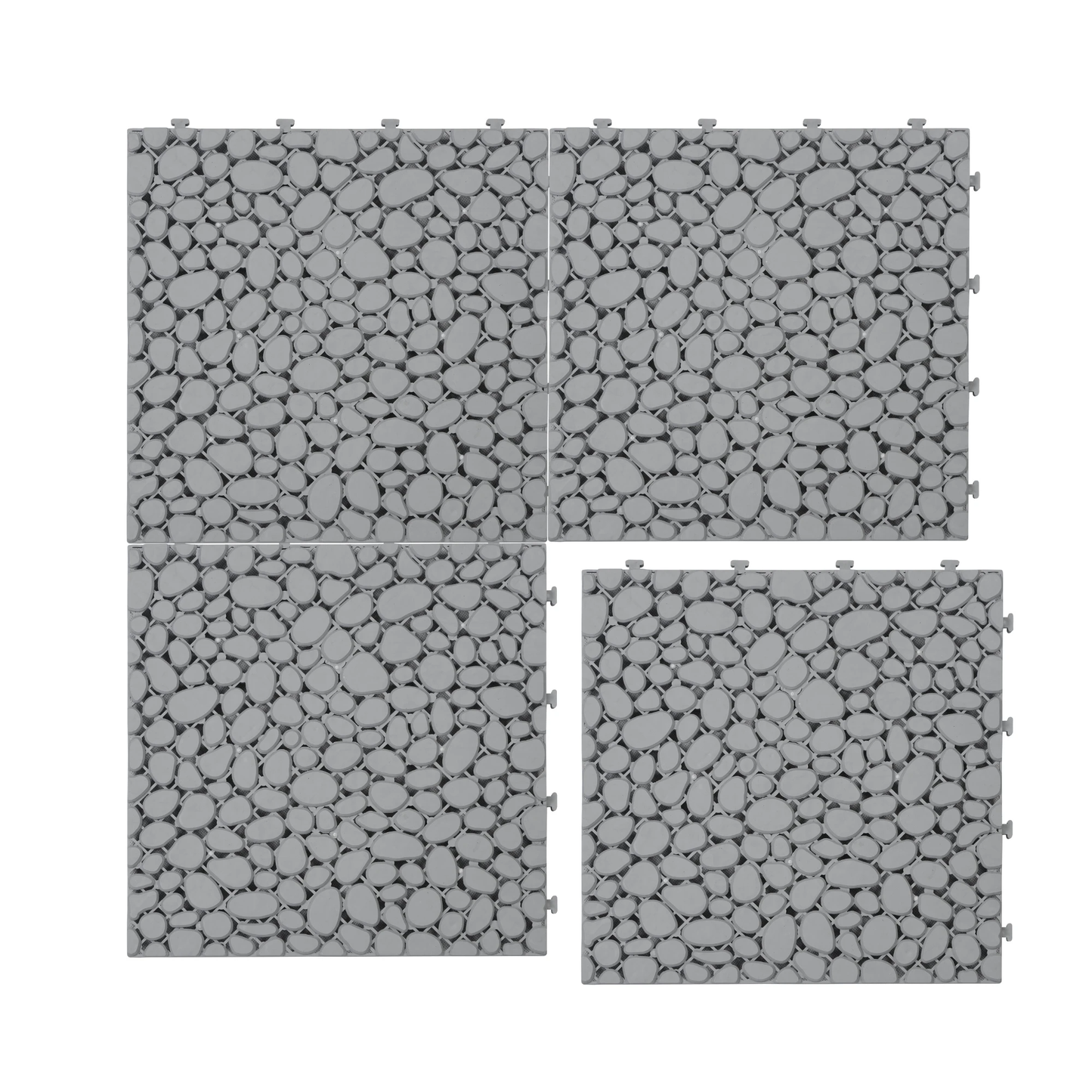 12 x 12 inch gray interlocking deck tiles, plastic waterproof pebble pattern, pack of 12 pieces by eprolo