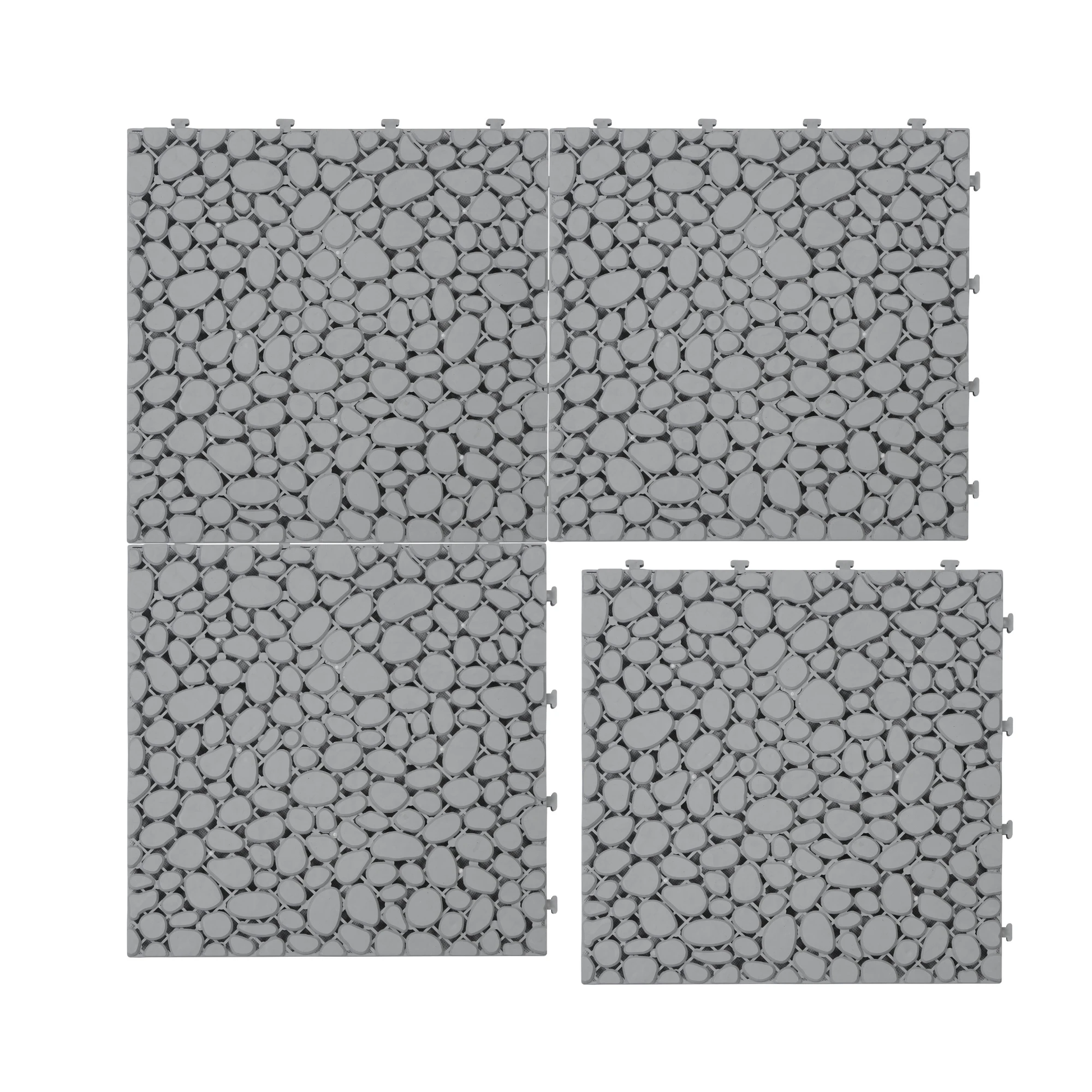 12 x 12 inch gray interlocking deck tiles, plastic waterproof pebble pattern, pack of 12 pieces by eprolo