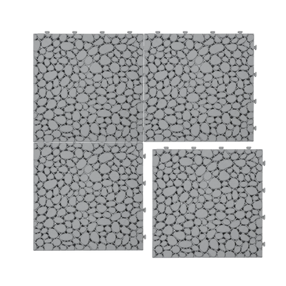 12 x 12 inch gray interlocking deck tiles, plastic waterproof pebble pattern, pack of 12 pieces by eprolo