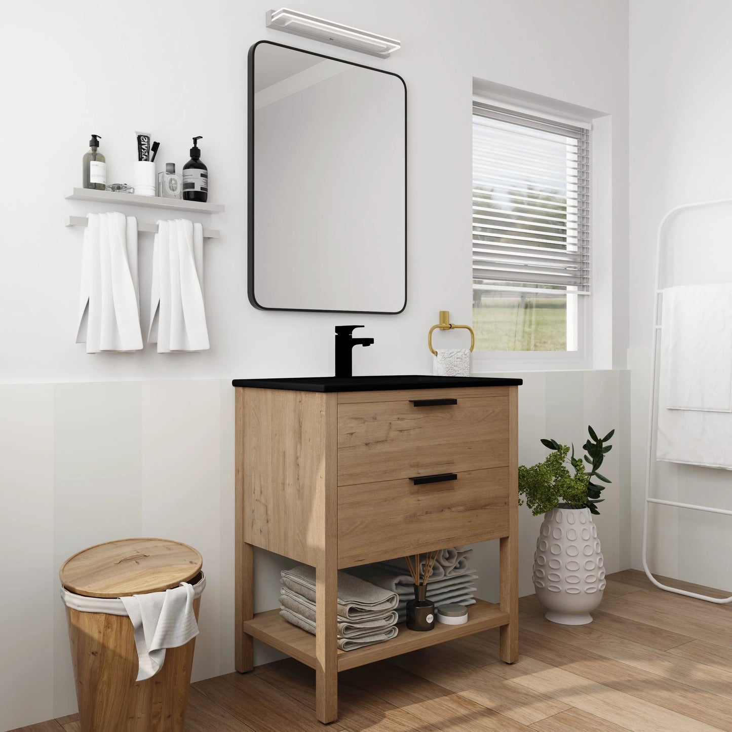 30 Inch Bathroom Vanity Plywood With 2 Drawers(BVB01030IMO-BL9075BK) by eprolo