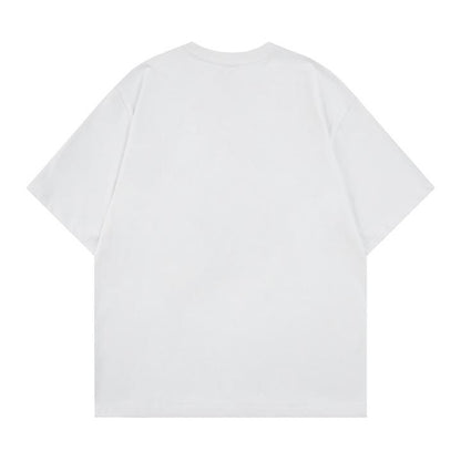 Camiseta de manga corta con estampado de gato agachado