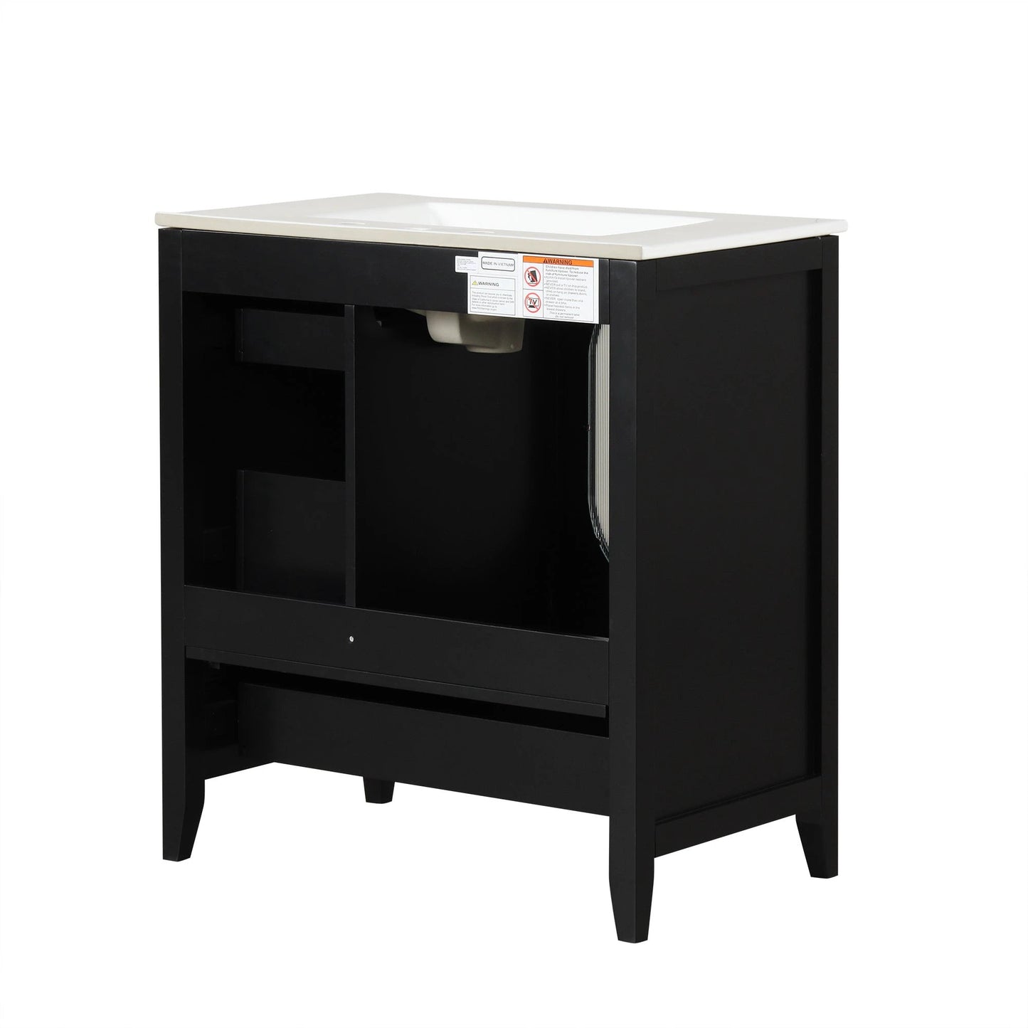 30" Bathroom Vanity with Sink, Bathroom Vanity Cabinet with Three Drawers and Door by eprolo