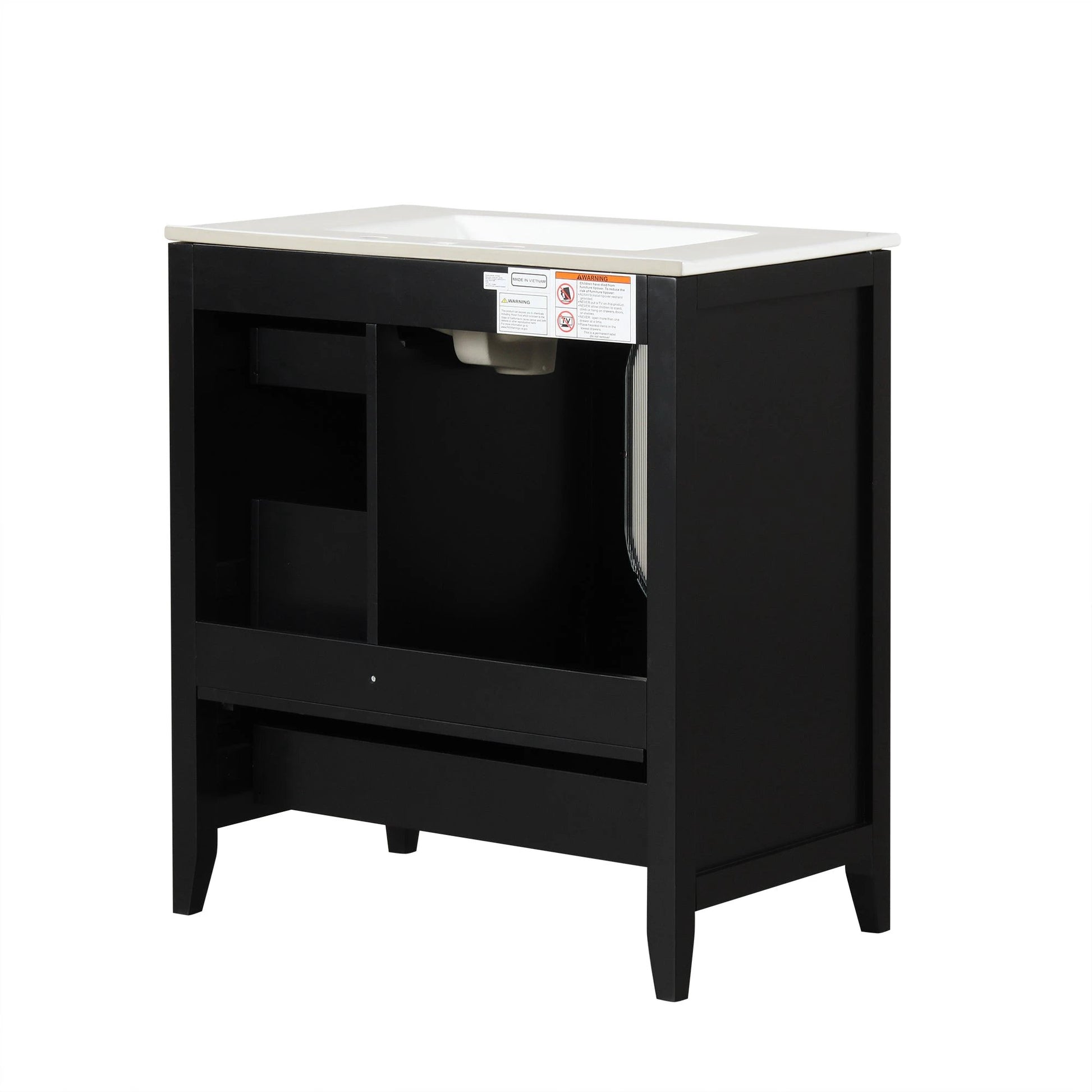 30" Bathroom Vanity with Sink, Bathroom Vanity Cabinet with Three Drawers and Door by eprolo
